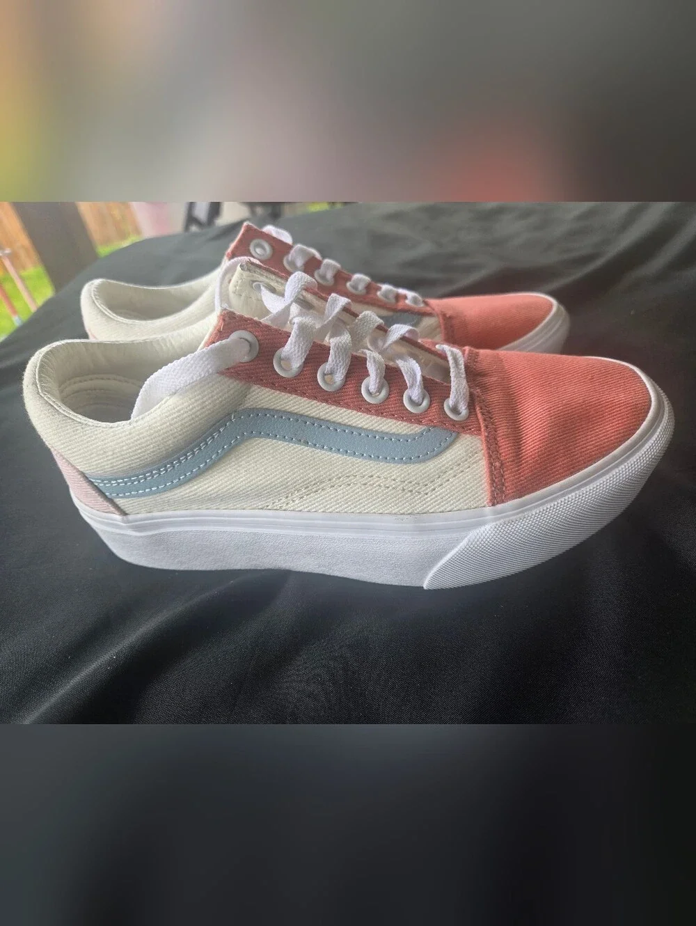 Vans Platform Old Skool Coral Pink & Light‎ Blue Canvas